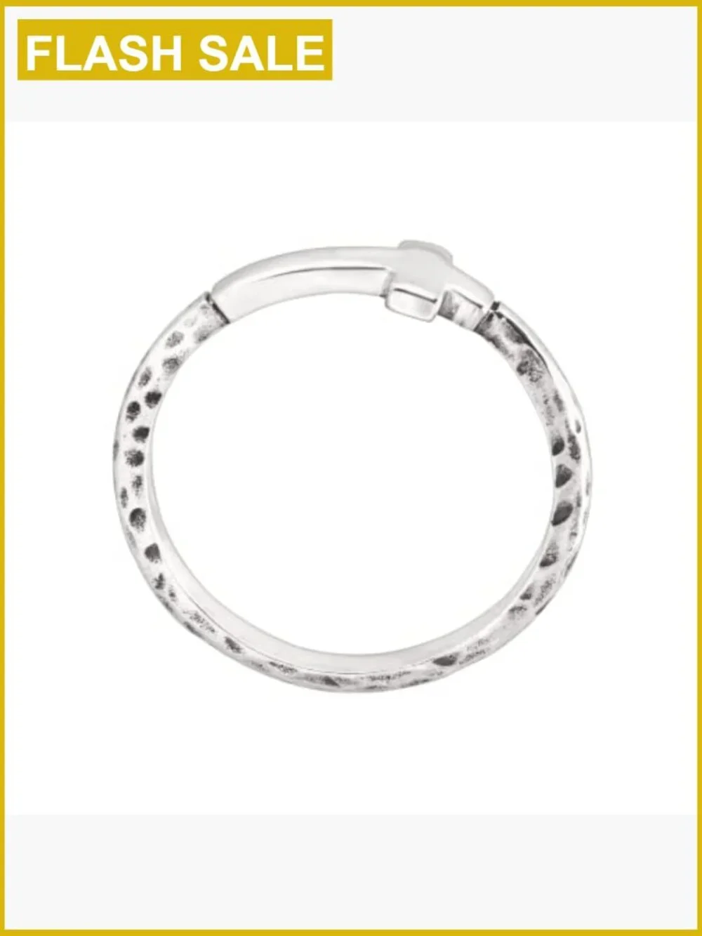 Horizontal Cross Textured Sterling Silver Band Ring
